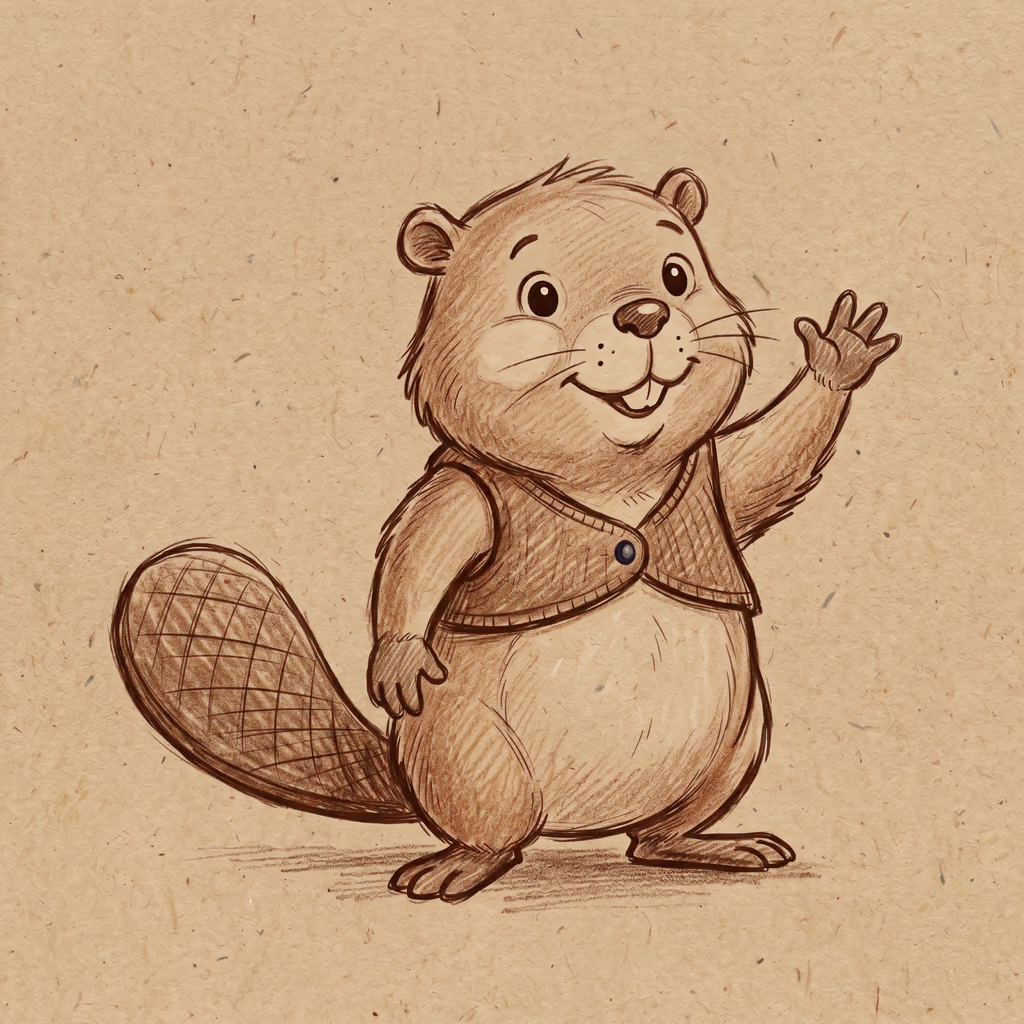 Mascotte Conxulta — castoro che saluta